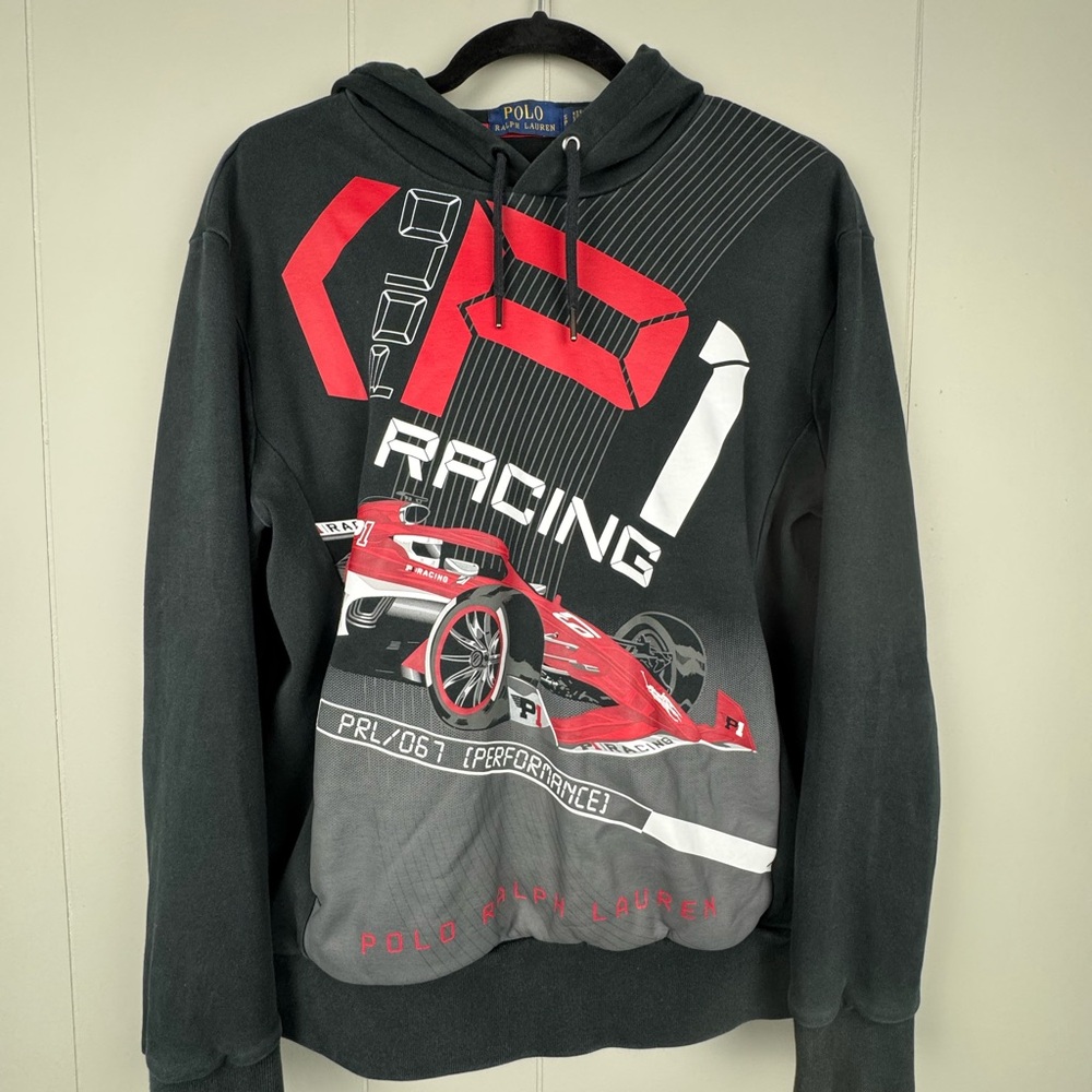 POLO Ralph Lauren Black Interlock Racing Hoodie Men’s Size Small